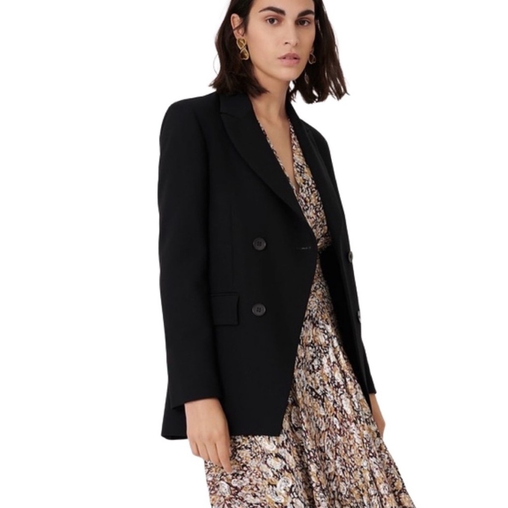 Maje Voga Double Breasted Pointed Lapel Blazer Jacket